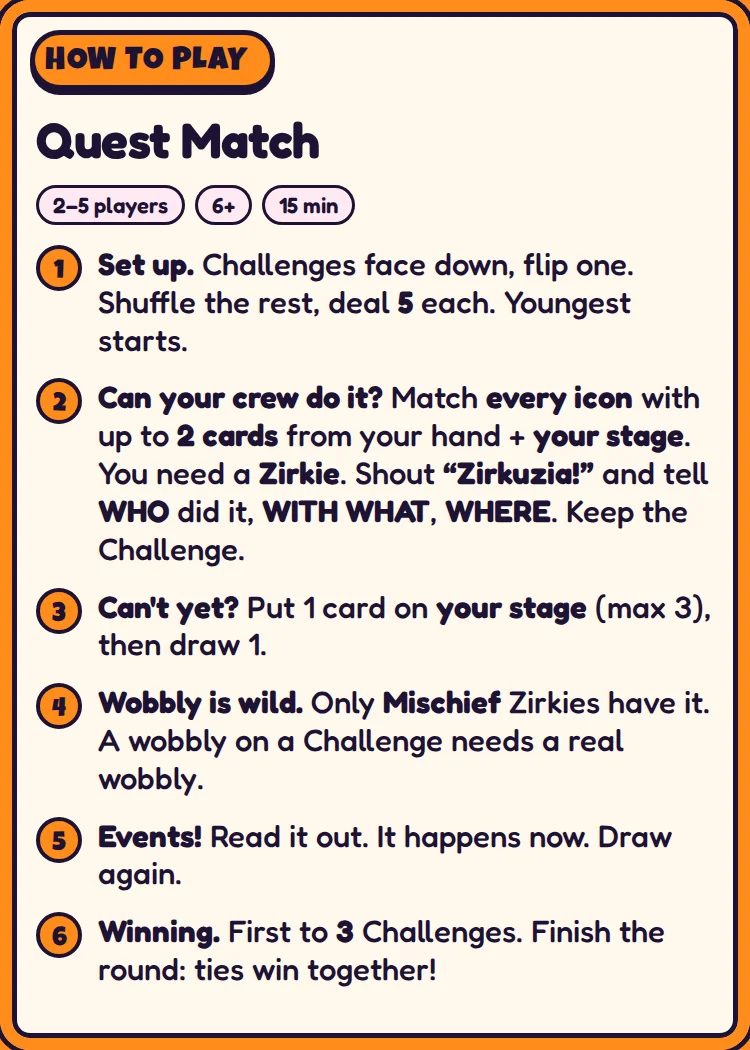 Quest Match rules card