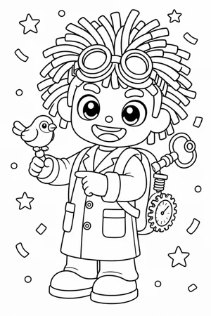 Colouring page: Professor Noodle-Bolt