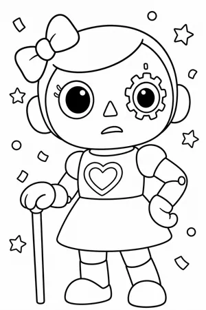 Colouring page: Oddessa the Oz-Bot