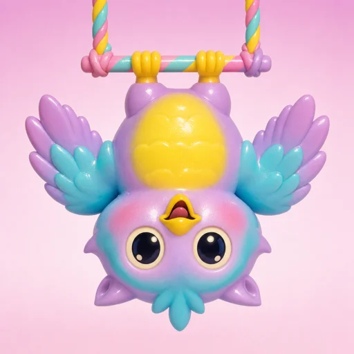 The Upside Owl hanging from a trapeze