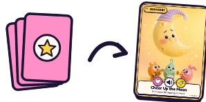 A pile of cards, then one Challenge card turned face up