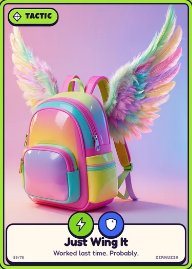 Just Wing It: Worked last time. Probably. Icons: speedy, brave.